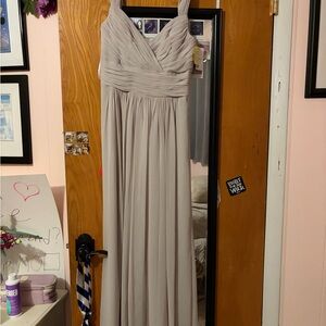 After Six Light Gray Ruched V-Neck Maxi Dress